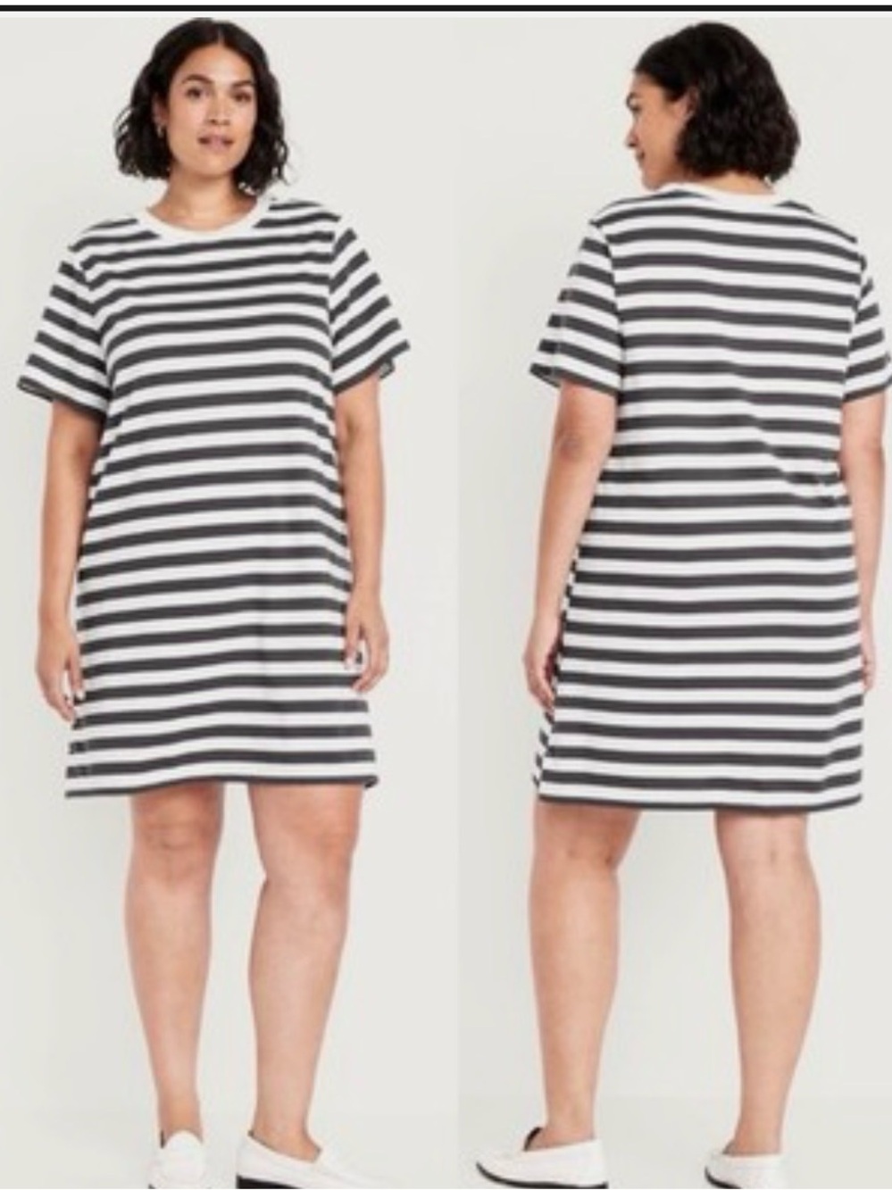 Old Navy Black and White Striped Tee Dress